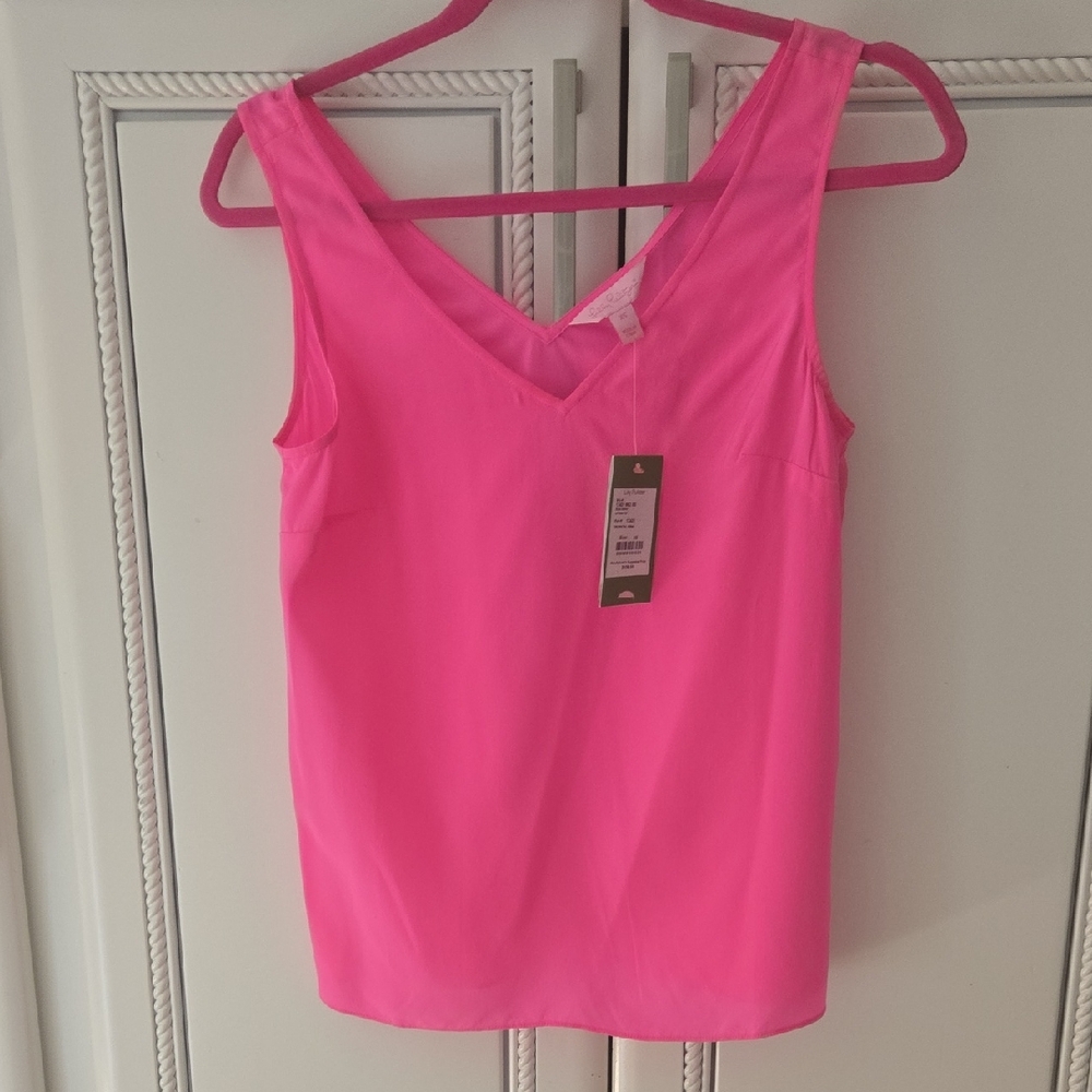 Lilly Pulitzer Sleeveless V-Neck Camisole in Neon Pink